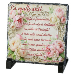 Placa ardezie "Viata e frumoasa..." 14x14 CM