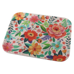 Tava servire din melamina 36.5 x 28.5 cm, flori colorate