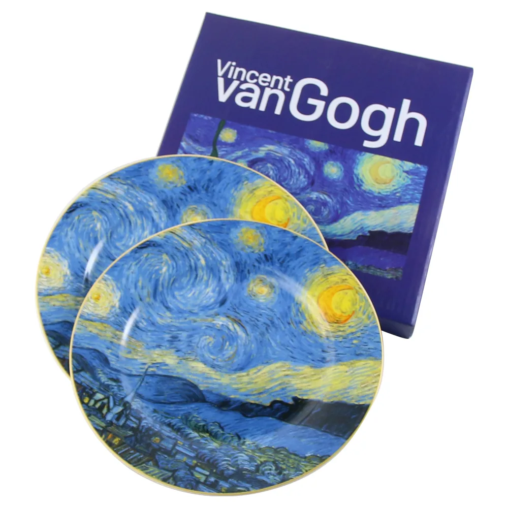 Set 2 farfurii desert 19 CM "Starry Night", de V. van Gogh, in cutie decorativa