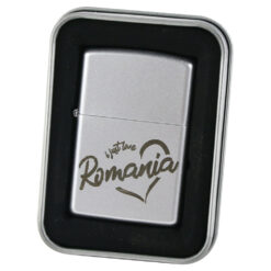 Bricheta metalica "I just love Romania", 3x5 CM, argintiu