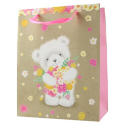 Punga cadou din hartie 18x23 CM, ursulet cu flori