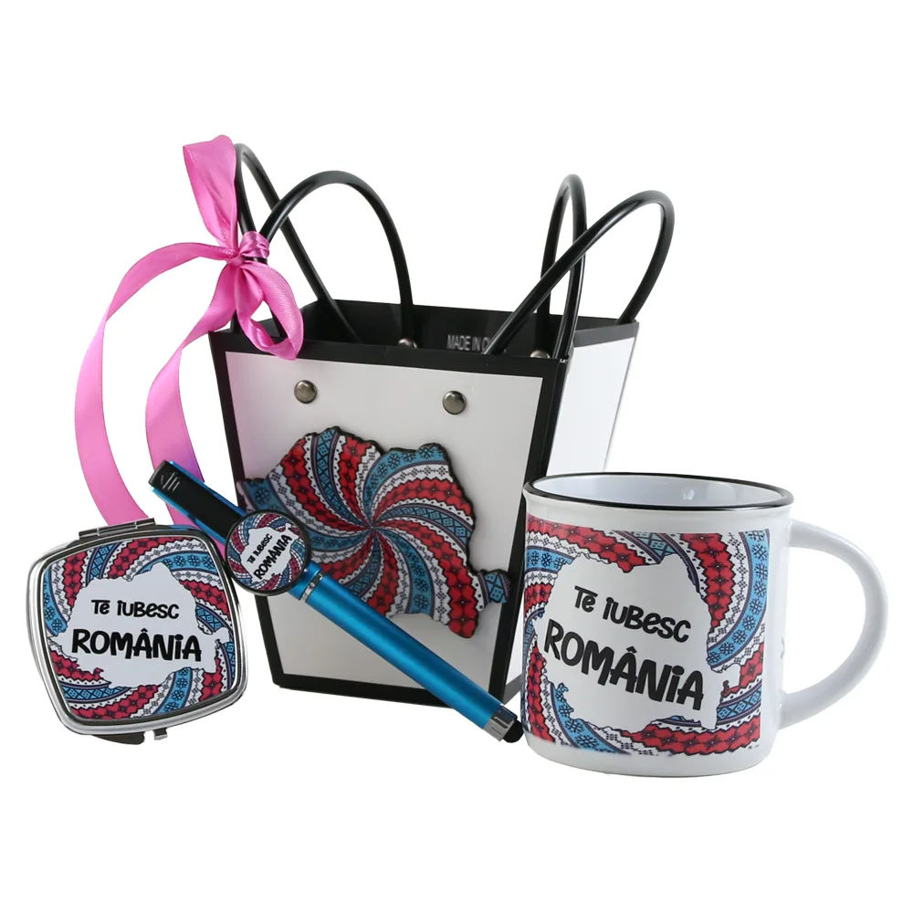 Set cadou "Te iubesc Romania", 4 piese, Harta Romaniei