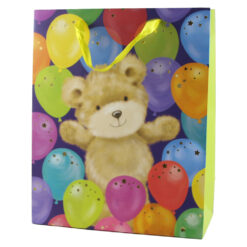 Punga cadou din hartie 26x32 CM, ursulet cu baloane