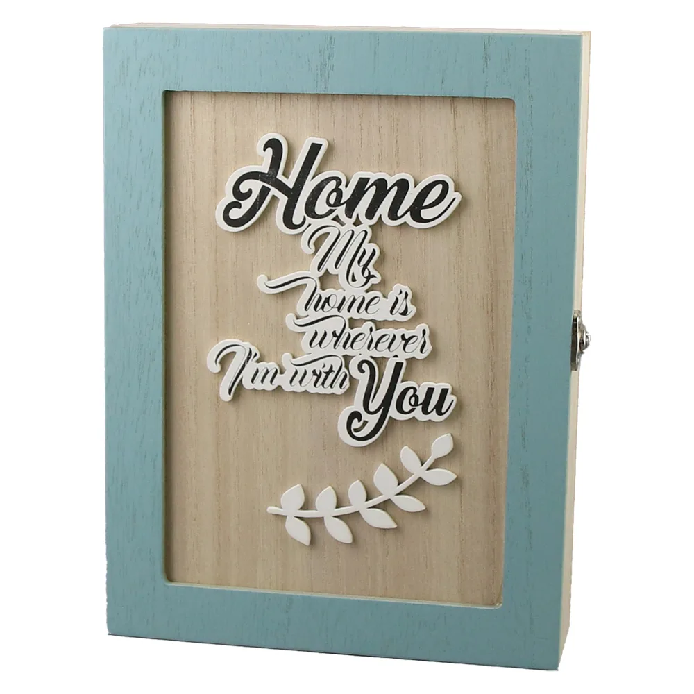 Cutie pentru chei din lemn "My Home is wherever I'm with you" , 19.5x26 CM