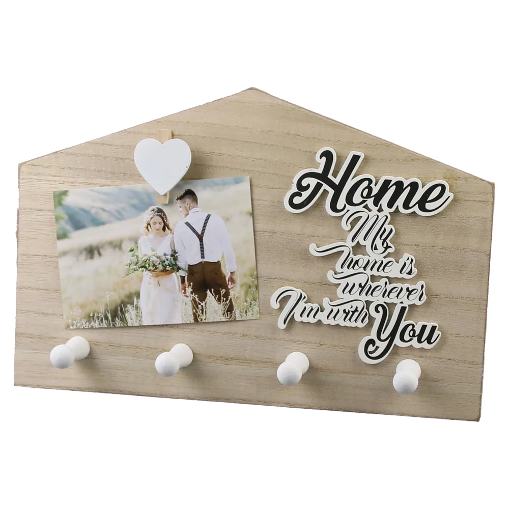 Suport pentru chei din lemn "My Home is wherever I'm with you", 29.5x19.5 CM