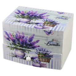 Cutie bijuterii muzicala, din lemn 13x10x9.5 cm, Lavender