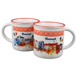 Cana ceramica "Bucuresti", 280 ml, Vintage - imagine 2