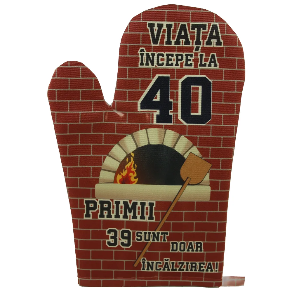 Manusa de bucatarie "Viata incepe la 40", din textil, 27 CM