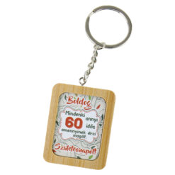 Breloc din bambus "Boldog 60. Szuletesnapot!" 4x5 CM