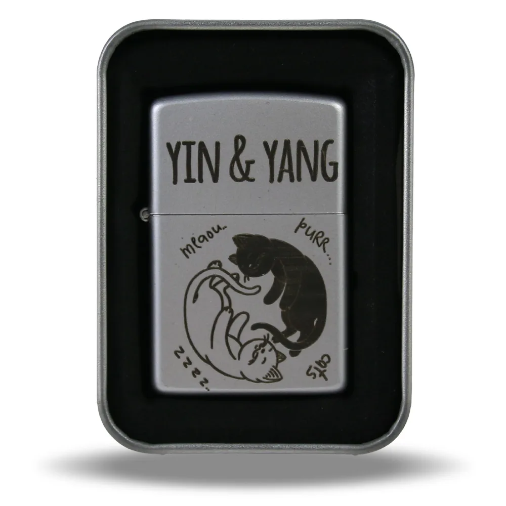 Bricheta metalica "Yin-Yang", pisici, 3x5 CM