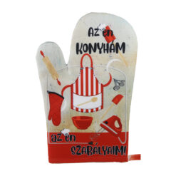 Manusa de bucatarie "Az en konyham, az en szabalyaim", din textil, 27 CM