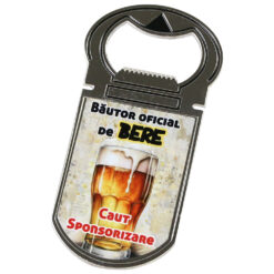 Desfacator sticle cu magnet "Bautor oficial de bere...", 4x9 CM