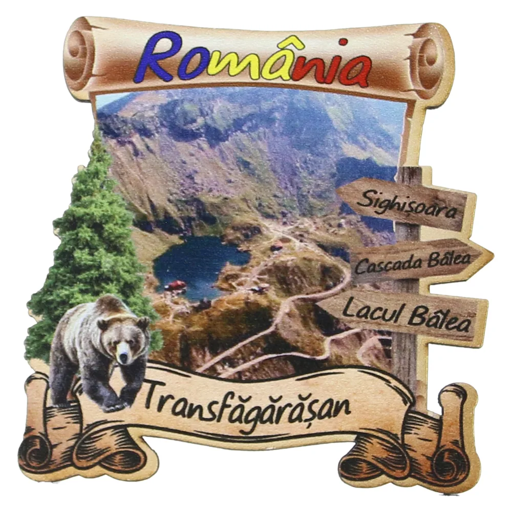 Magnet frigider din lemn "Transfagarasan" 8x8 CM, Romania
