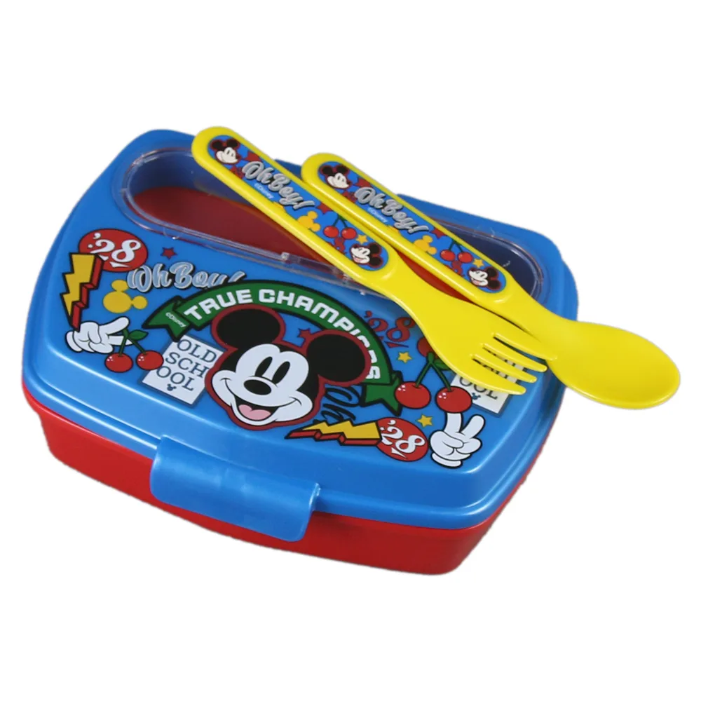 Cutie sandwich cu tacamuri, din plastic, Mickey Mouse, 17x14 CM