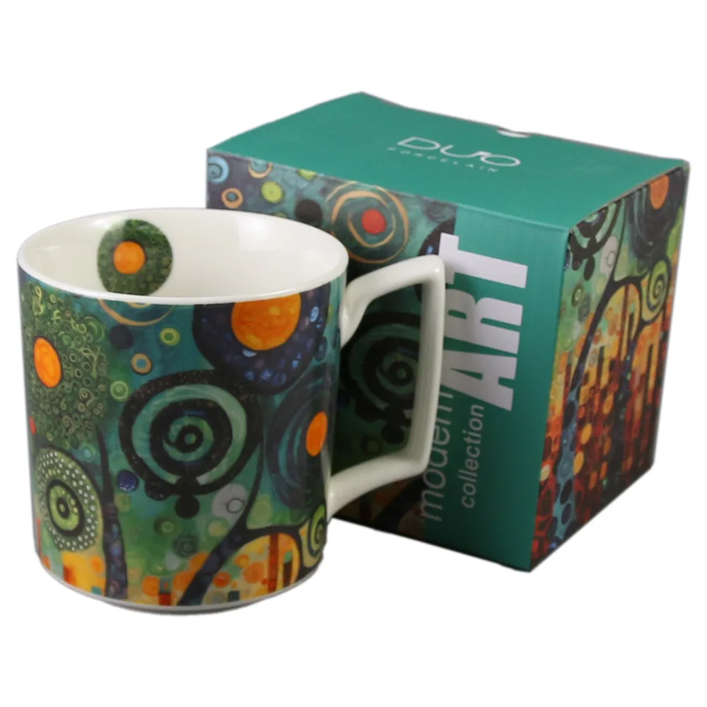 Cana din portelan 450 ml, "Modern Twisted Trees" in cutie decorativa, Modern Art