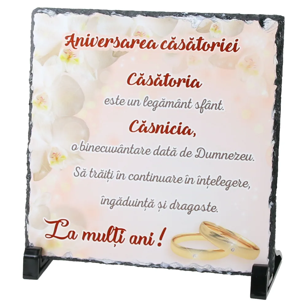 Placa ardezie "Aniversarea Casatoriei..." 19x19 CM