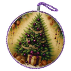 Decor de perete din ceramica 17 cm, Brad de Craciun, mov