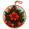 Decor de perete din ceramica 17 cm, Craciunita, rosu
