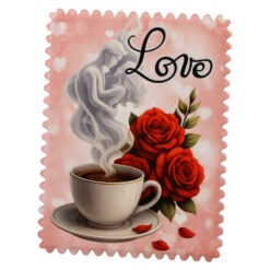 Magnet frigider ceramica "Love", 6x8 cm, cafea & cuplu
