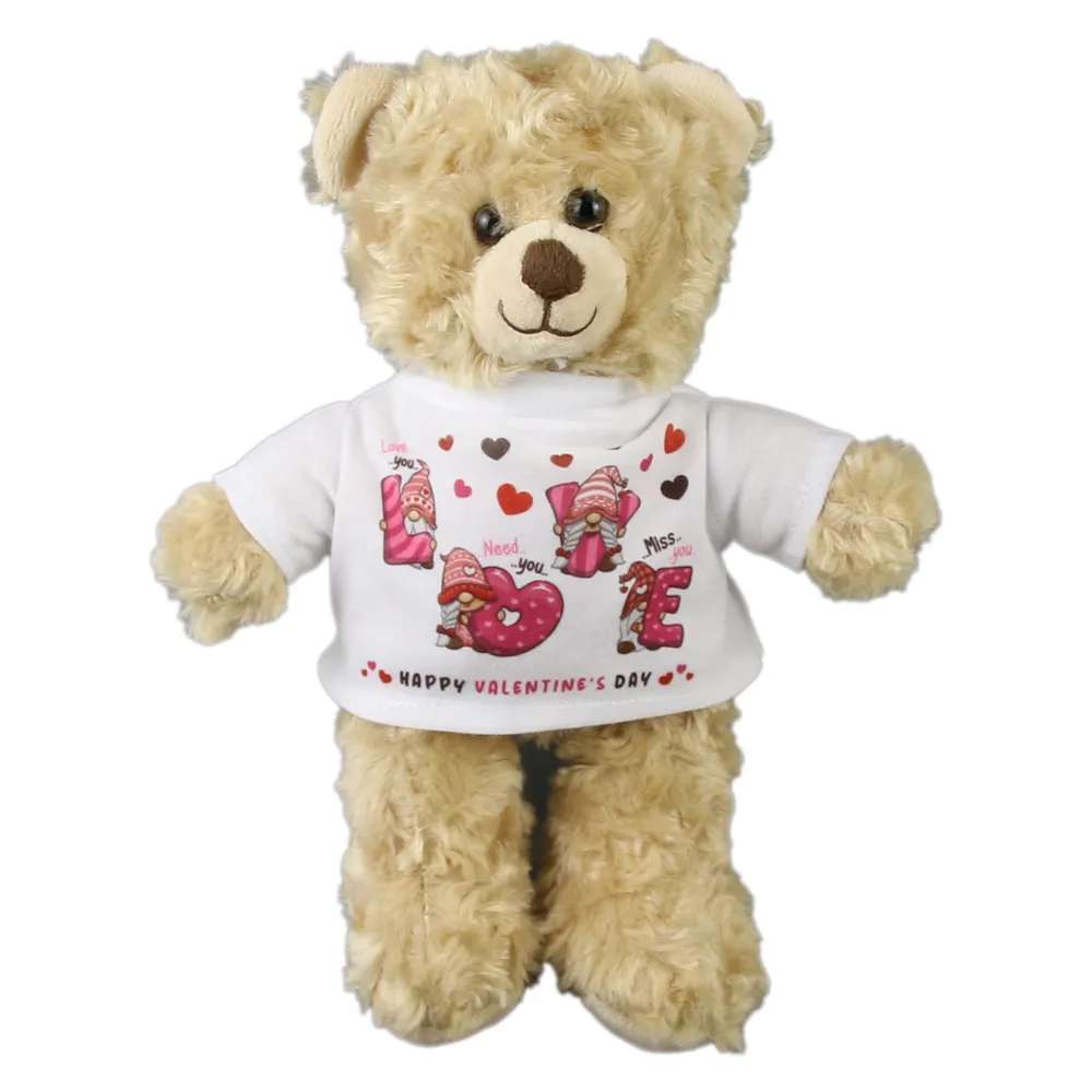 Ursulet din plus cu tricou "Love/Happy Valentine's Day" 28 cm