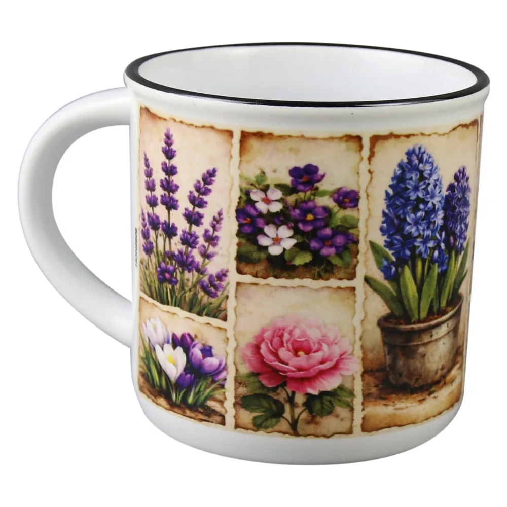 Cana ceramica vintage 280 ml, Flori - imagine 2