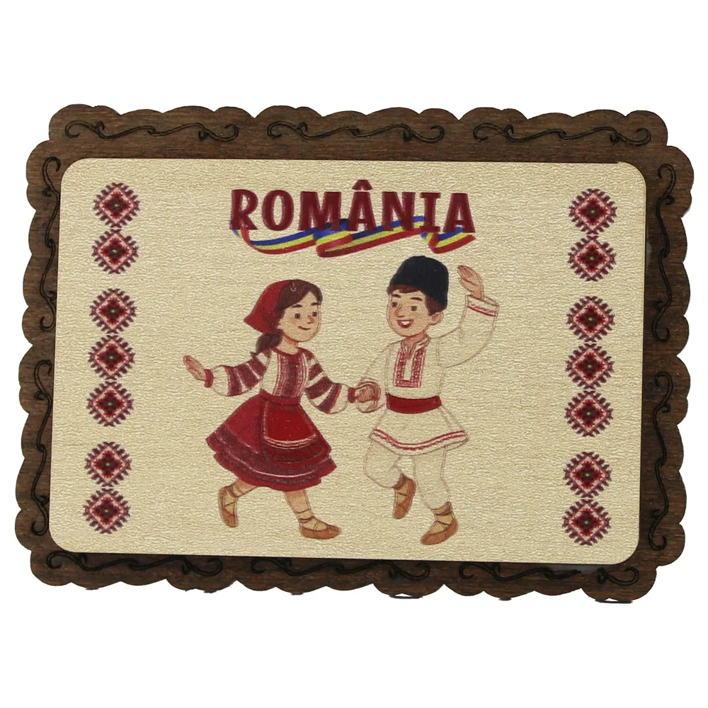 Magnet frigider din lemn, Cuplu dansatori 9.5x7 cm