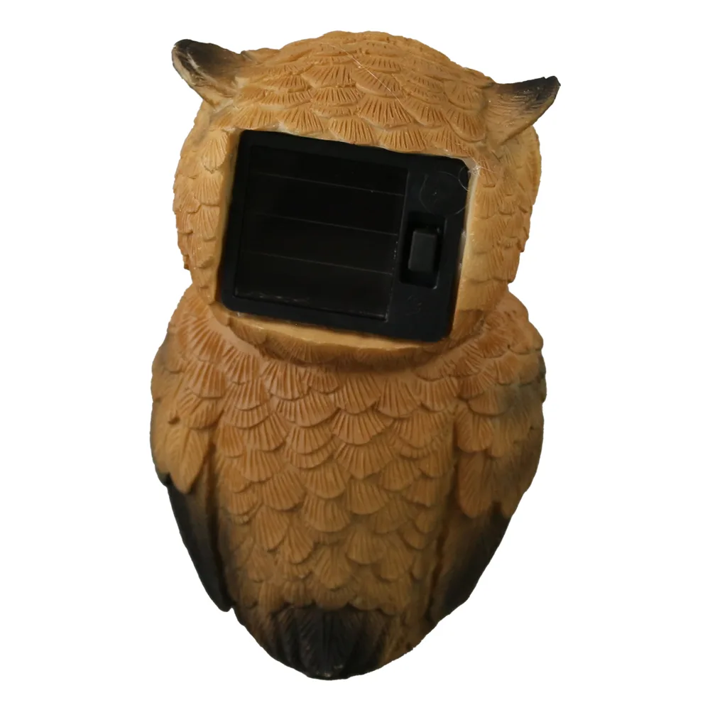Figurina Bufnita din rasina, cu lampa solara, 13 cm - imagine 2