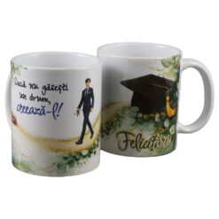 Cana ceramica pentru absolvire "Daca nu gasesti un drum, creeaza-l!" 330 ml, baiat