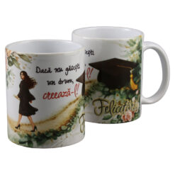 Cana ceramica pentru absolvire "Daca nu gasesti un drum, creeaza-l!" 330 ml