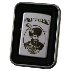Bricheta metalica gravata "Mihai Viteazul" 3.5 x 5.5 cm, argintiu