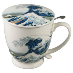 Alternative view of Cana portelan cu infuzor metalic si capac 510 ml "The Great Wave" de K. Hokusai in cutie decorativa