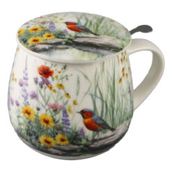 Alternative view of Cana portelan cu infuzor metalic si capac 430 ml "July" in cutie decorativa