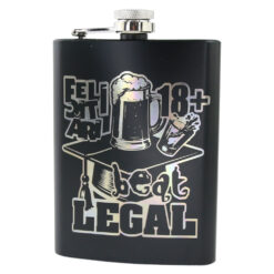 Plosca metalica gravata 220 ml "Felicitari 18+ Beat legal"
