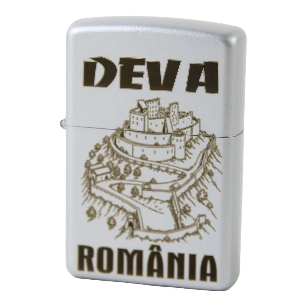 Bricheta metalica gravata Deva 3.5 x 5.5 cm, argintiu