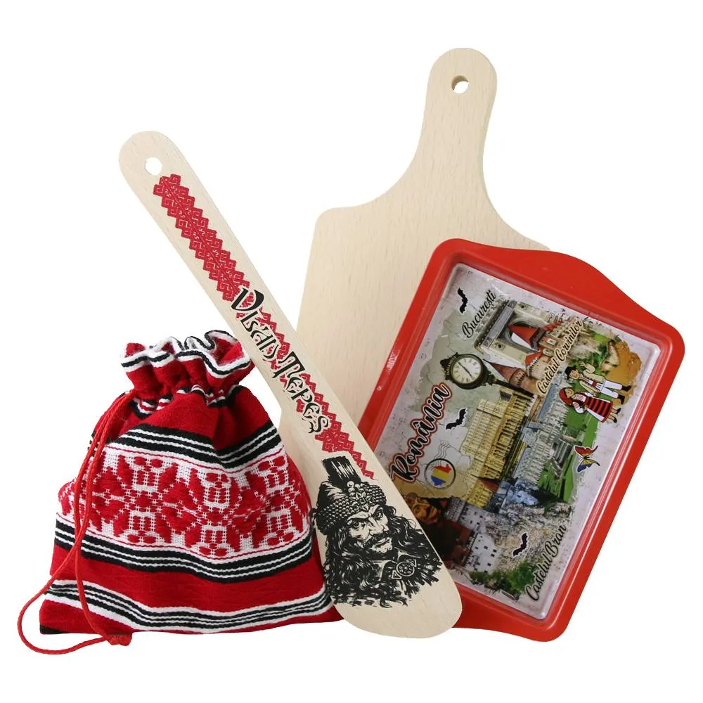 Set cadou traditional Romania cu traista 4 piese