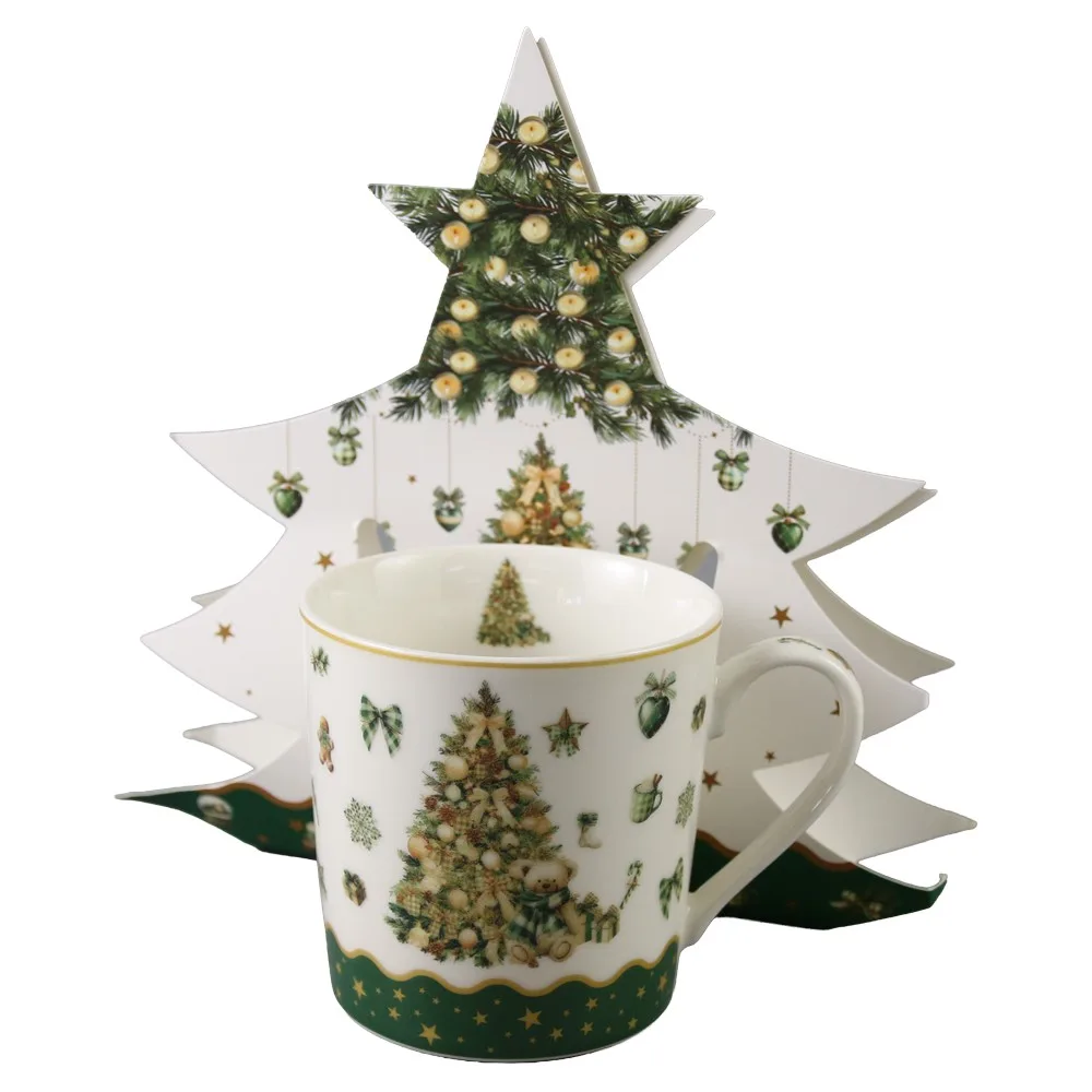 Cana de Craciun din portelan 360 ml Tree Sparkle, in ambalaj decorativ
