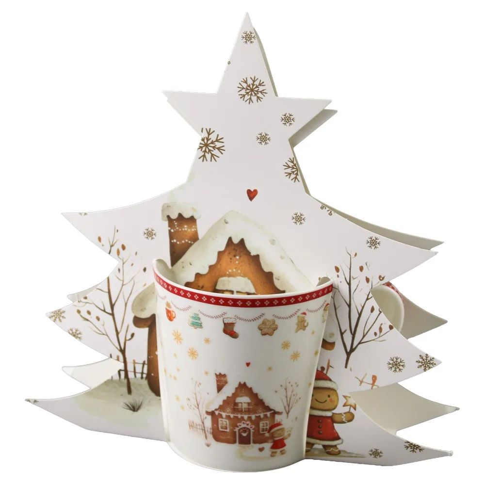 Cana de Craciun din portelan 360 ml Gingerbread House, in ambalaj decorativ - imagine 2