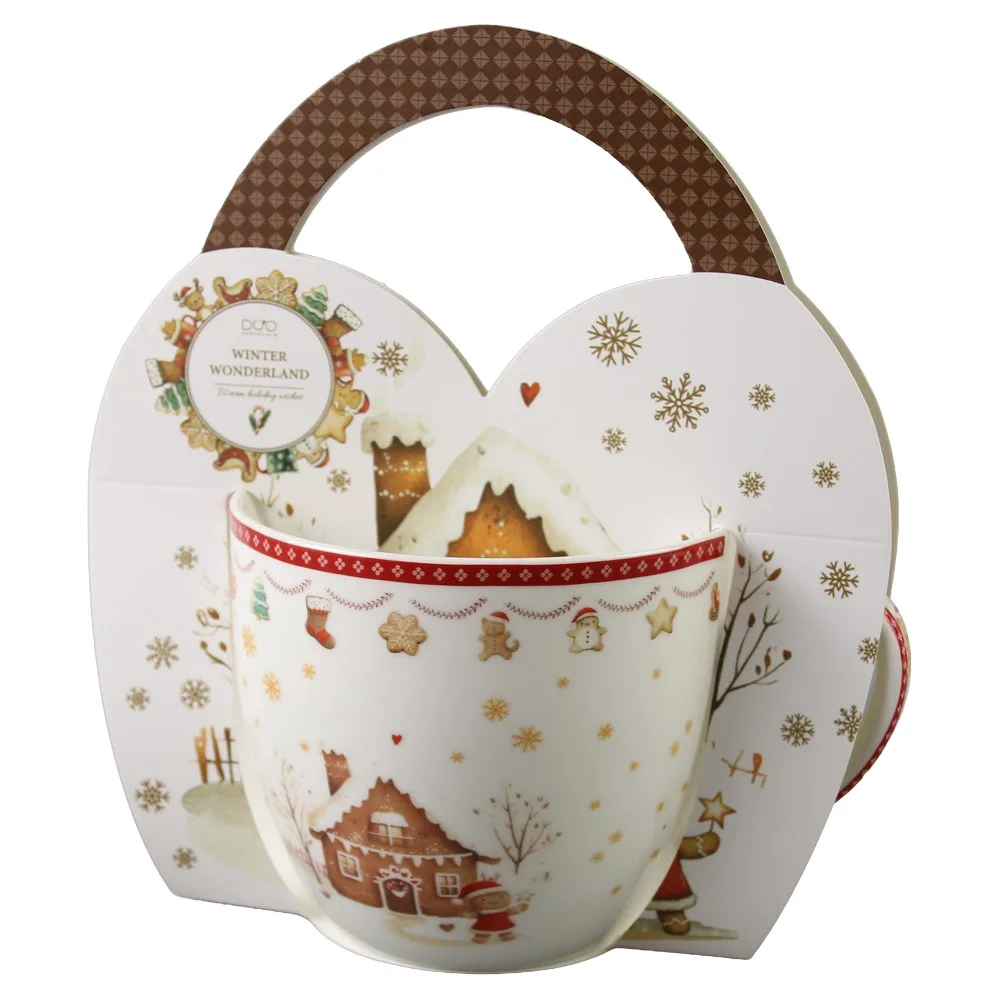 Cana de Craciun din portelan 460 ml Gingerbread House, in ambalaj decorativ - imagine 2