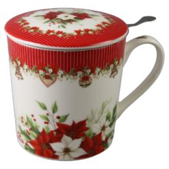 Alternative view of Cana de Craciun din portelan cu capac si infuzor metalic Christmas Flower, in cutie decorativa