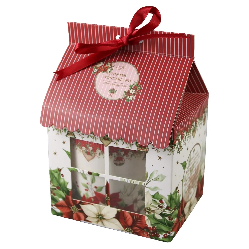 Cana de Craciun din portelan cu capac si infuzor metalic Christmas Flower, in cutie decorativa - imagine 3