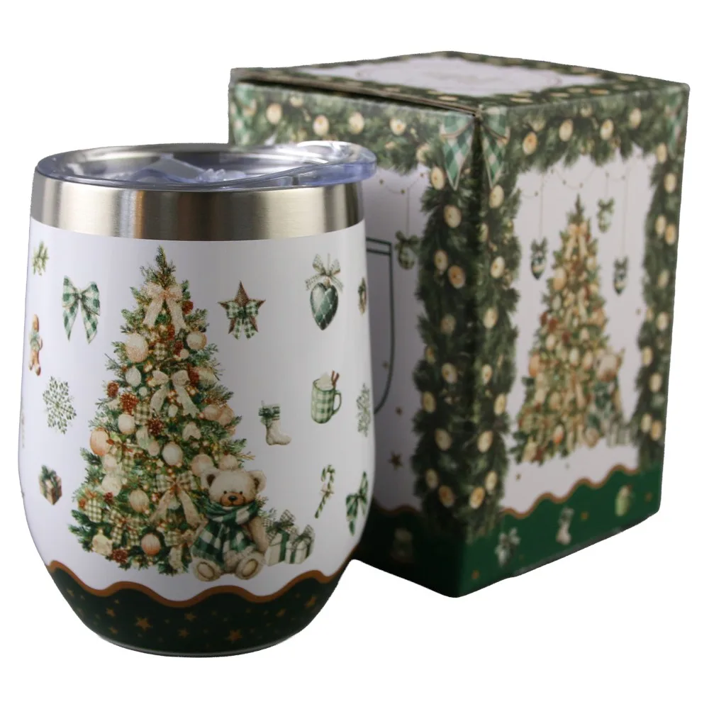 Cana termos de Craciun 330 ml Tree Sparkle, in cutie decorativa - imagine 2