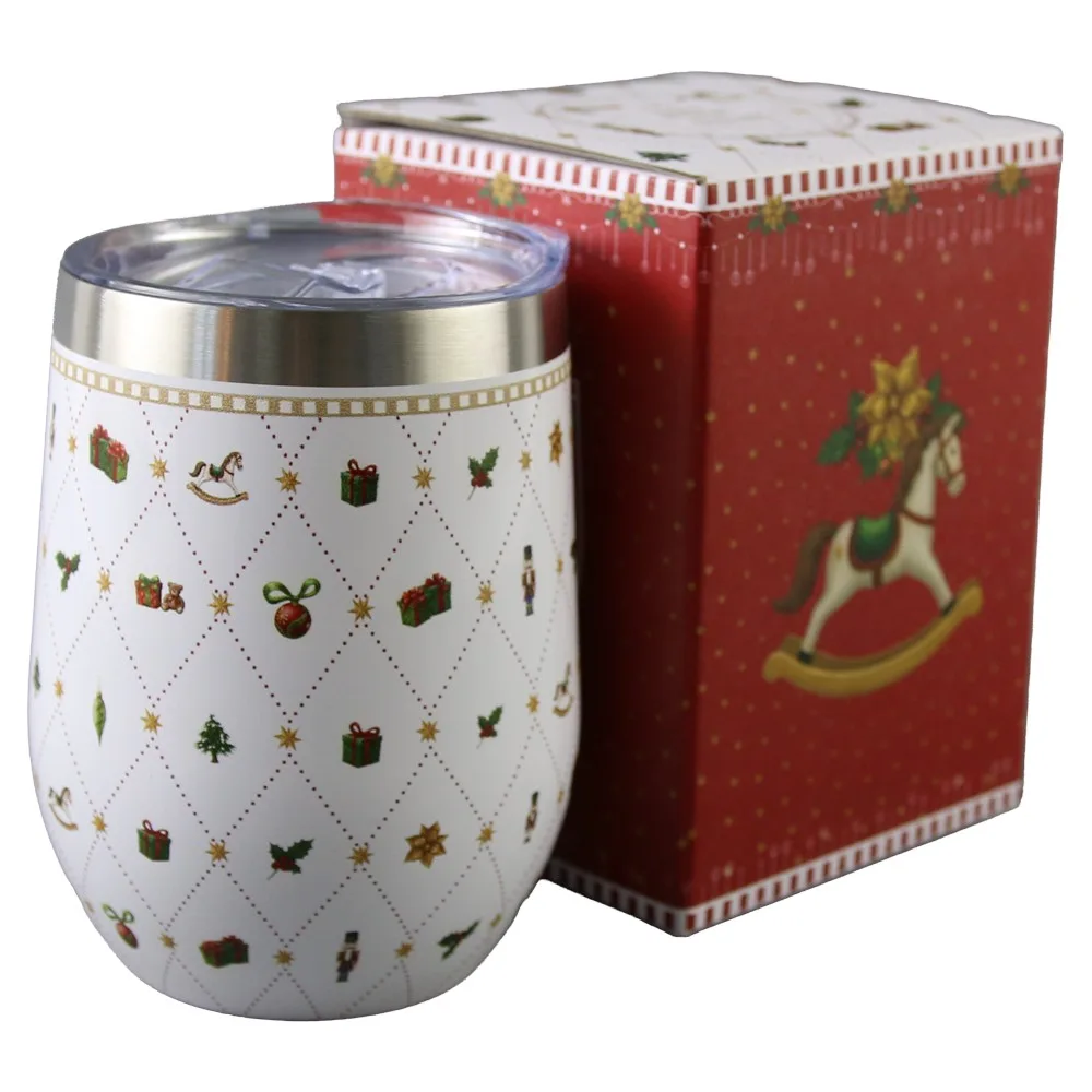 Cana termos de Craciun 330 ml Ornament Joy, in cutie decorativa - imagine 2