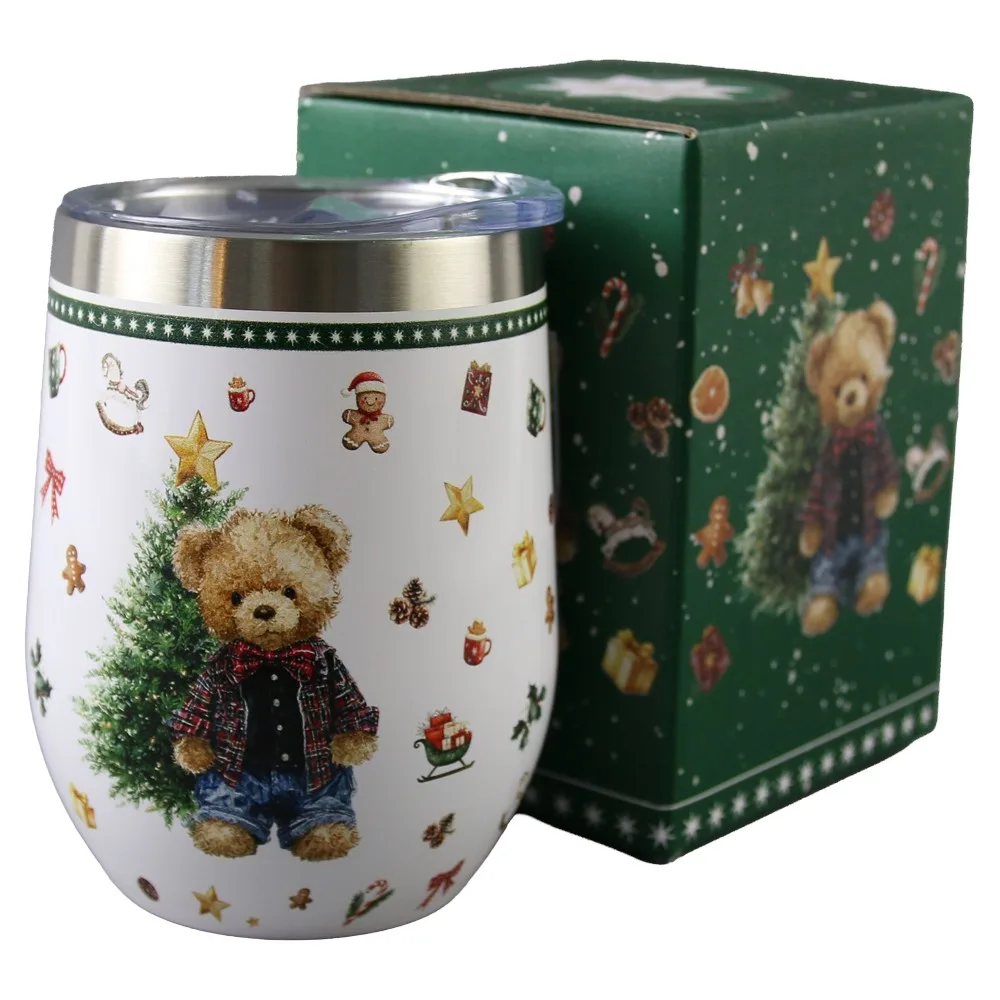 Cana termos de Craciun 330 ml Teddy Noel, in cutie decorativa - imagine 2
