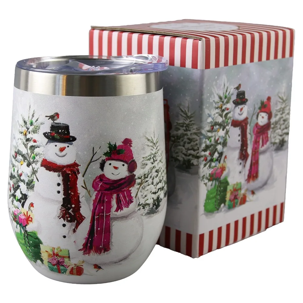 Cana termos de Craciun 330 ml Snowman Smile, in cutie decorativa - imagine 2