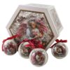 Set 14 globuri de brad din plastic Ingeras 7.5 cm, in cutie decorativa