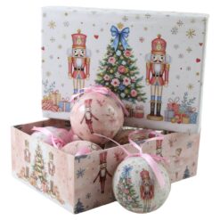 Set 6 globuri de brad din plastic Spargator de nuci 6 cm, in cutie decorativa