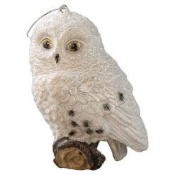 Figurina decorativa Bufnita cu sclipici din rasina 10 cm, cu agatatoare