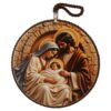 Decor de perete din ceramica Sfanta Familie 17 cm, maro
