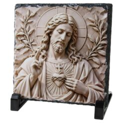Placa ardezie 14x14 cm, Isus cu Inima Sacra