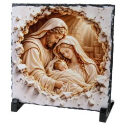 Placa ardezie 19x19 cm, Sfanta Familie cu Pruncul
